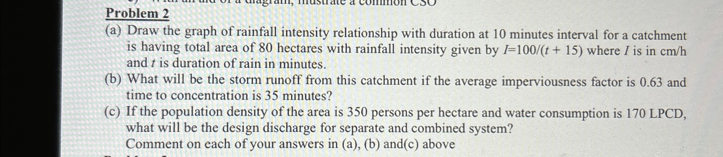 Problem 2 ( a ) Draw the graph of rainfall