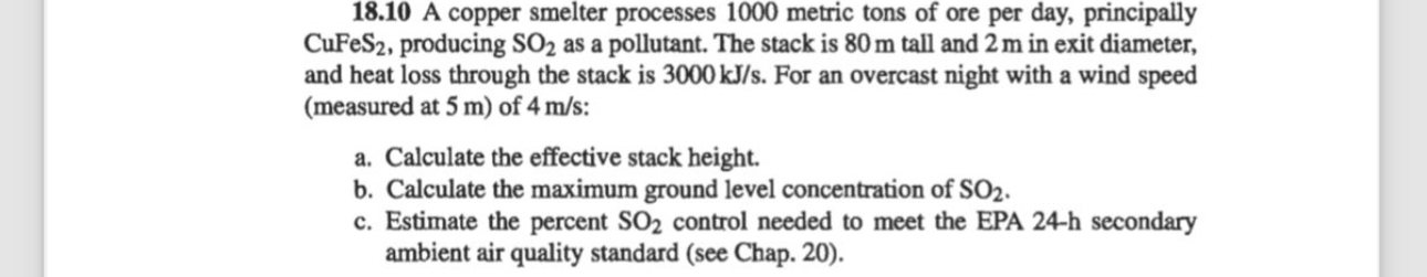 1 8 . 1 0 A copper smelter processes 1 0 0 0