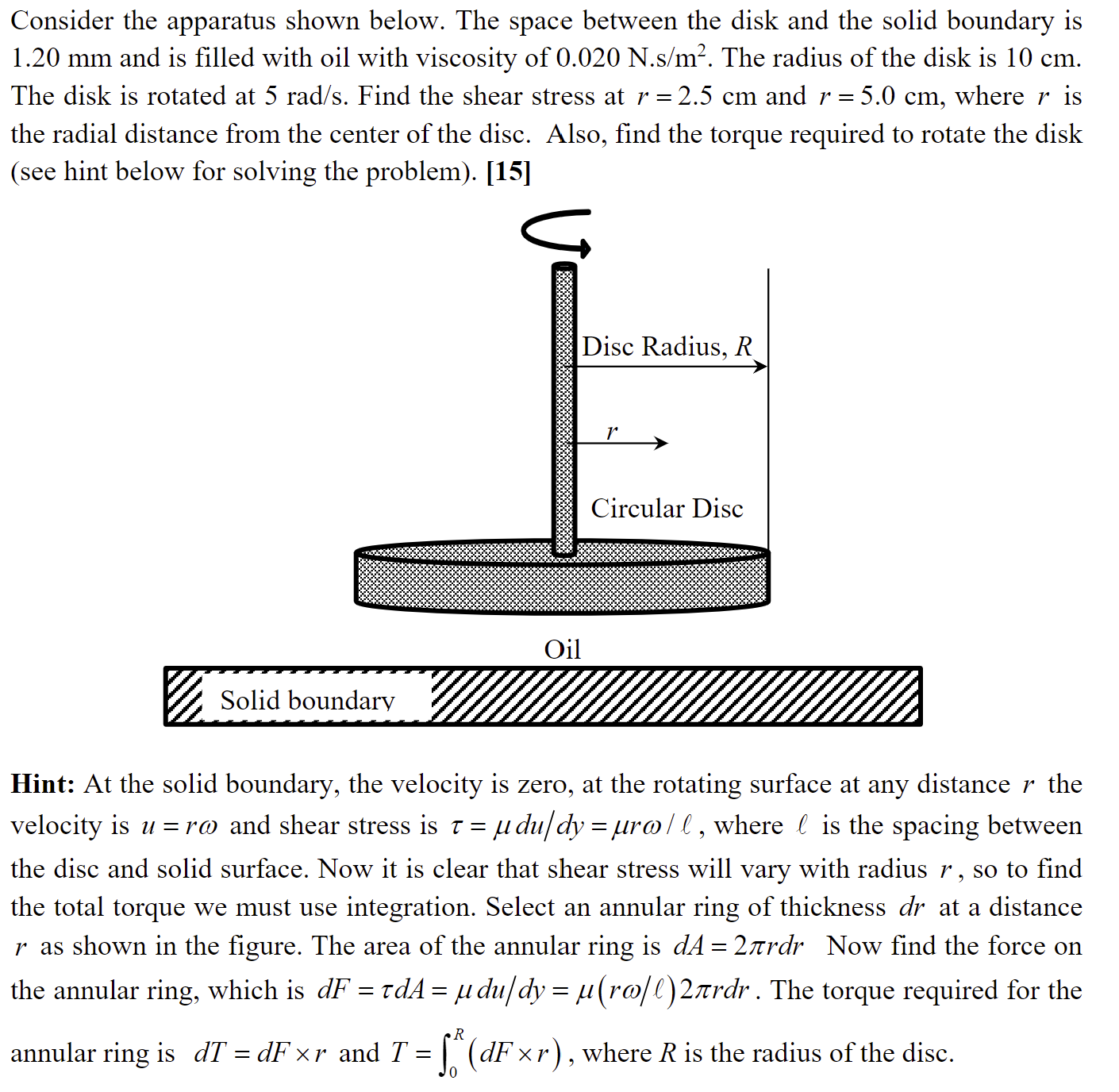 Consider the apparatus shown below. The space