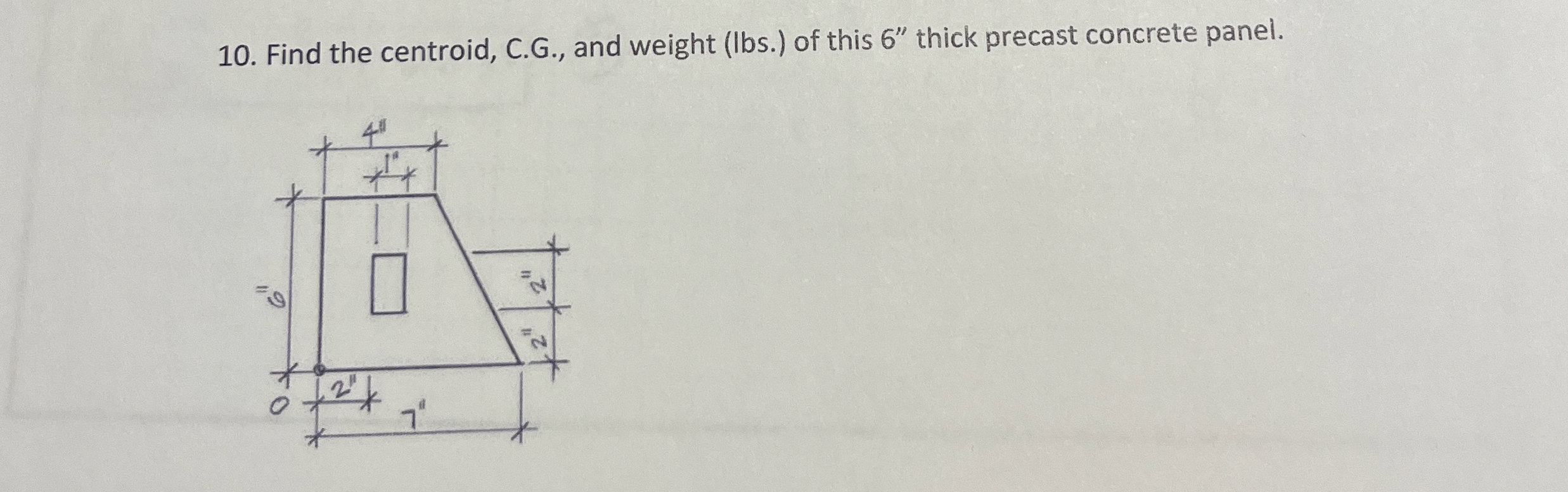 Find the centroid, C . G . , and weight ( lbs . )