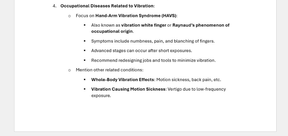 Occupational Diseases Related to Vibration: Focus