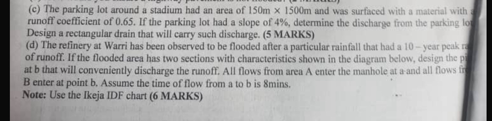 ( c ) The parking lot around a stadium had an