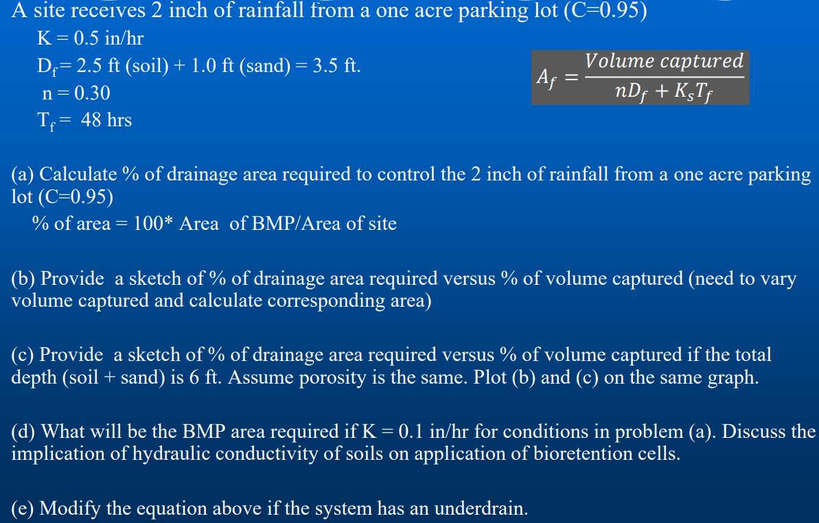 A site receives 2 inch of rainfall from a one