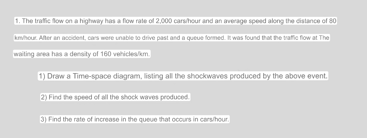 The traffic flow on a highway has a flow rate of