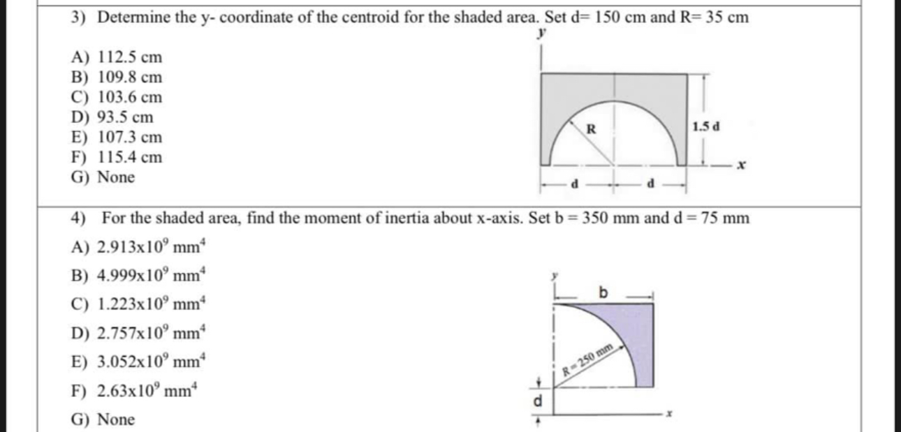 Determine the y - coordinate of the centroid for