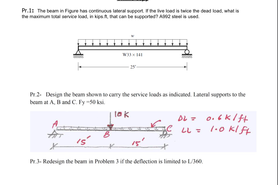 Pr . 1 : The beam in Figure has continuous