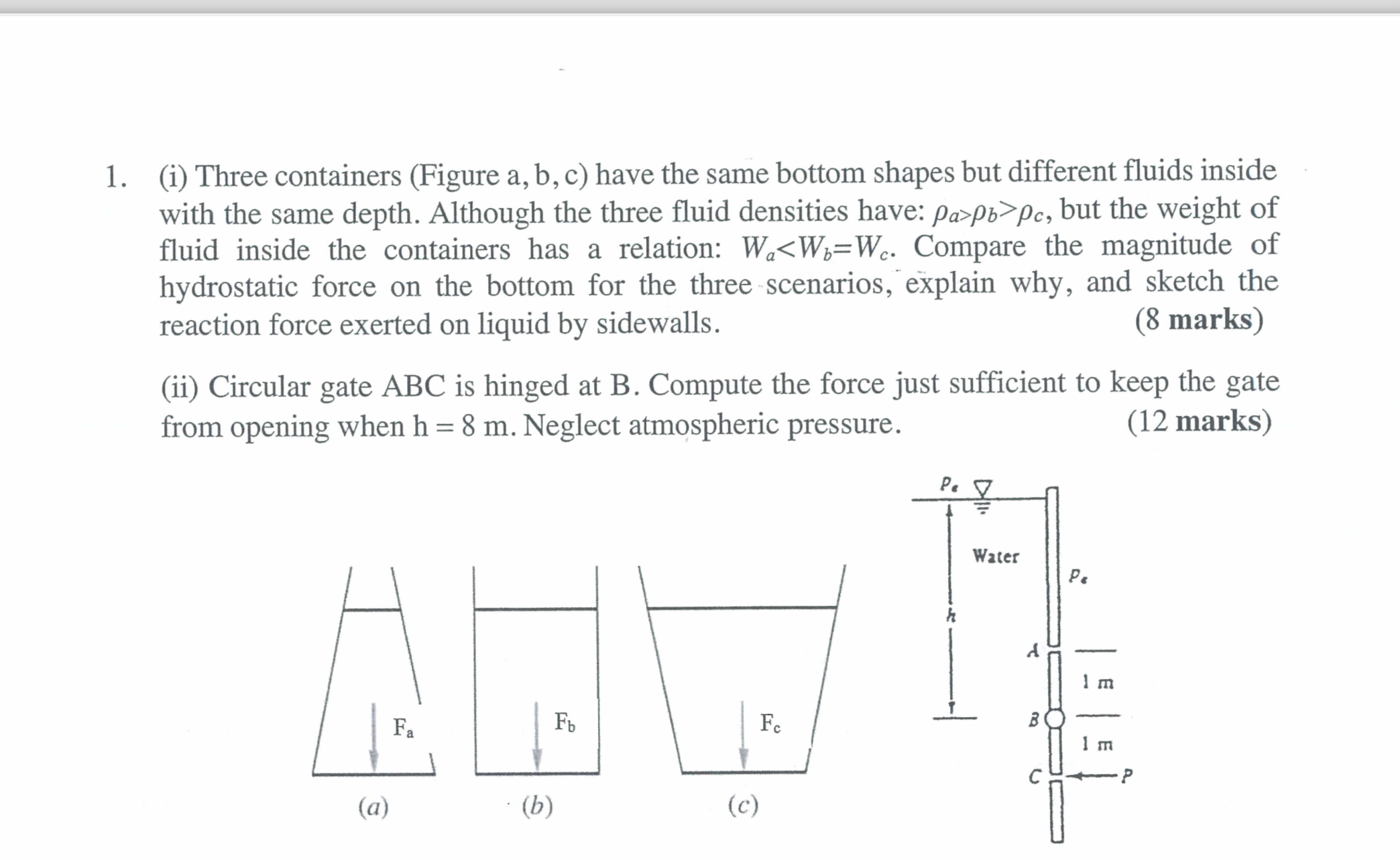 ( i ) Three containers ( Figure a , b , c ) have