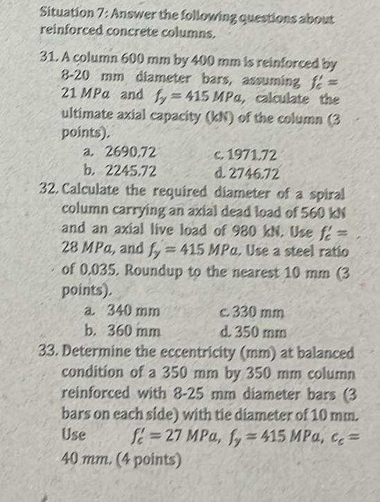 Situation 7 : Answer the following questions