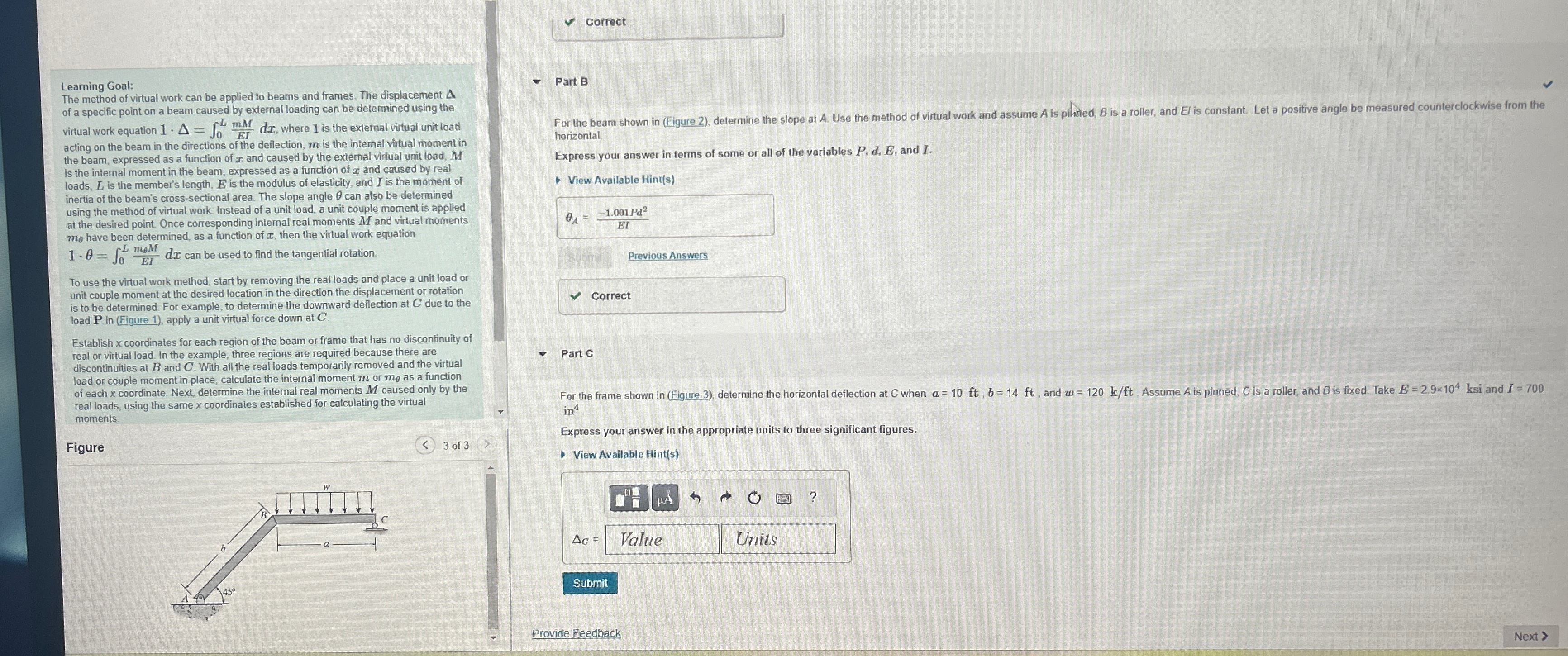 correct Learning Goal: The method of virtual work