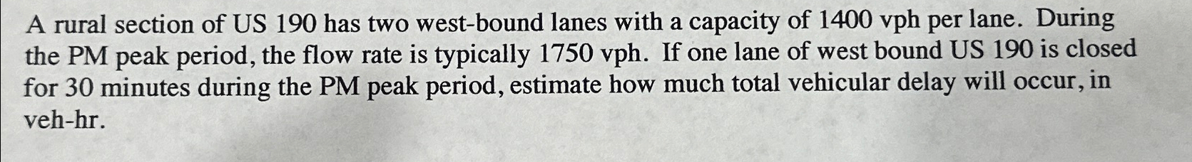 A rural section of US 1 9 0 has two west - bound