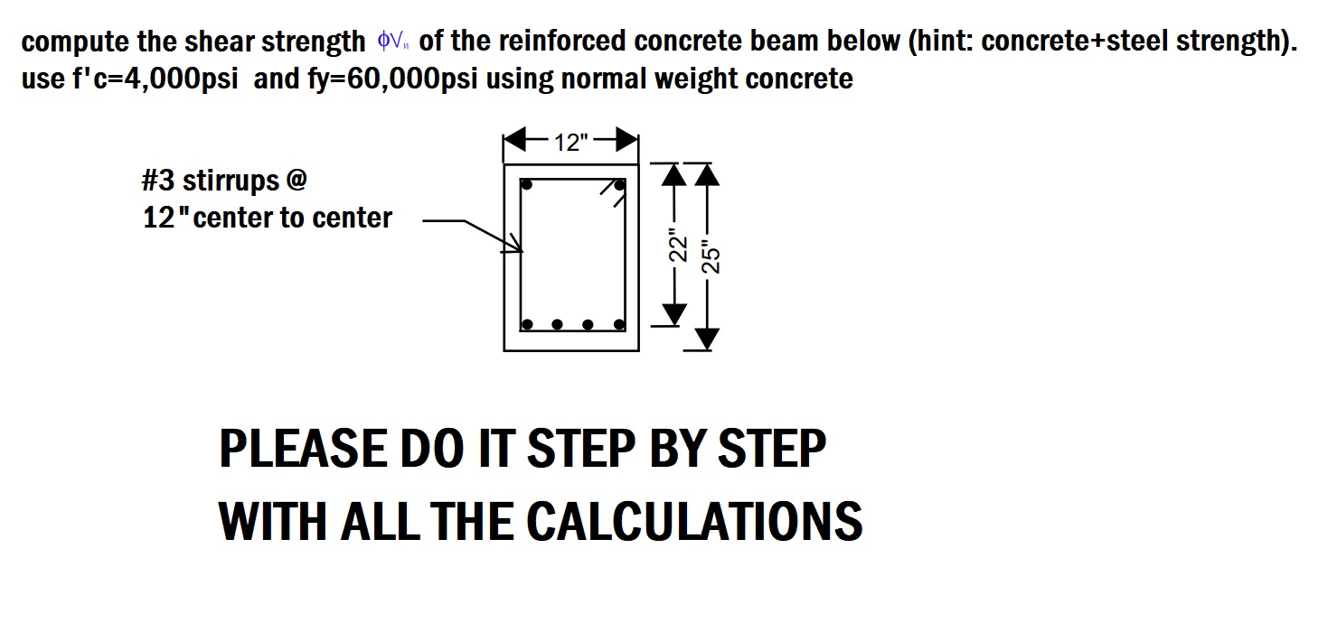 compute the shear strength V n of the reinforced