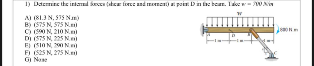 Determine the internal forces ( shear force and