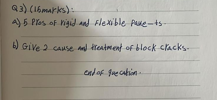Q 3 ) ( 1 5 marks ) : a ) 5 Pros of rigid and