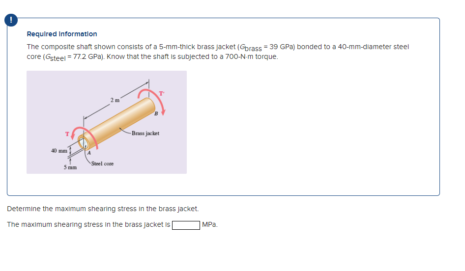 ! Required Information The composite shaft shown