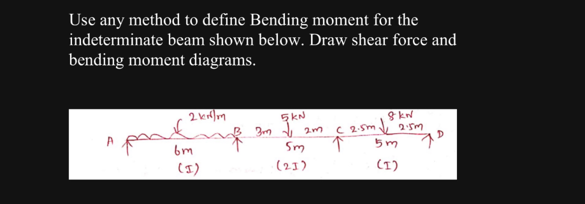 Use any method to define Bending moment for the