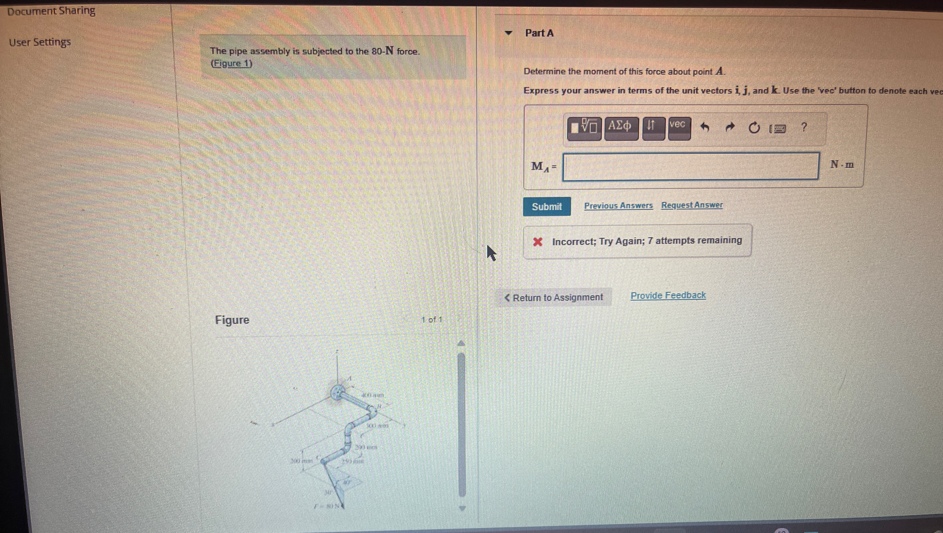 Determinw moment of the force about point A