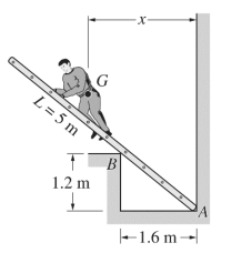 The 9 0 - kg man, whose center of gravity is at G