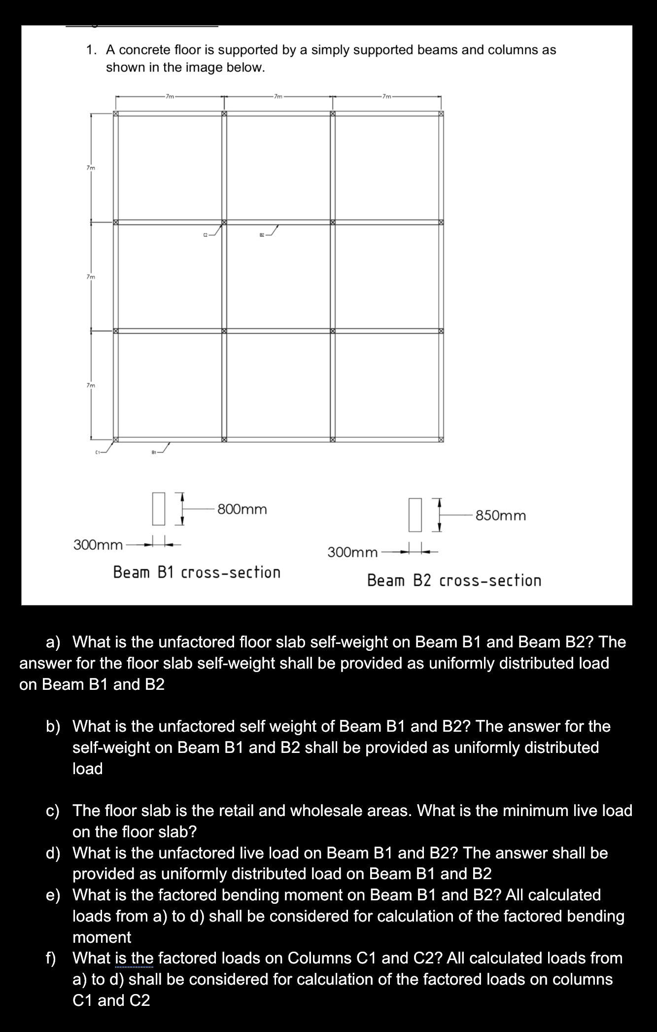 A concrete floor is supported by a simply