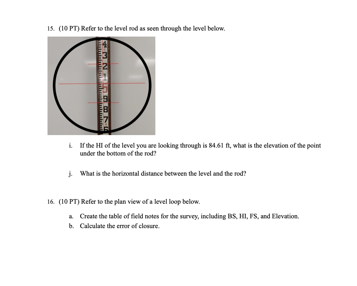 ( 1 0 PT ) Refer to the level rod as seen through