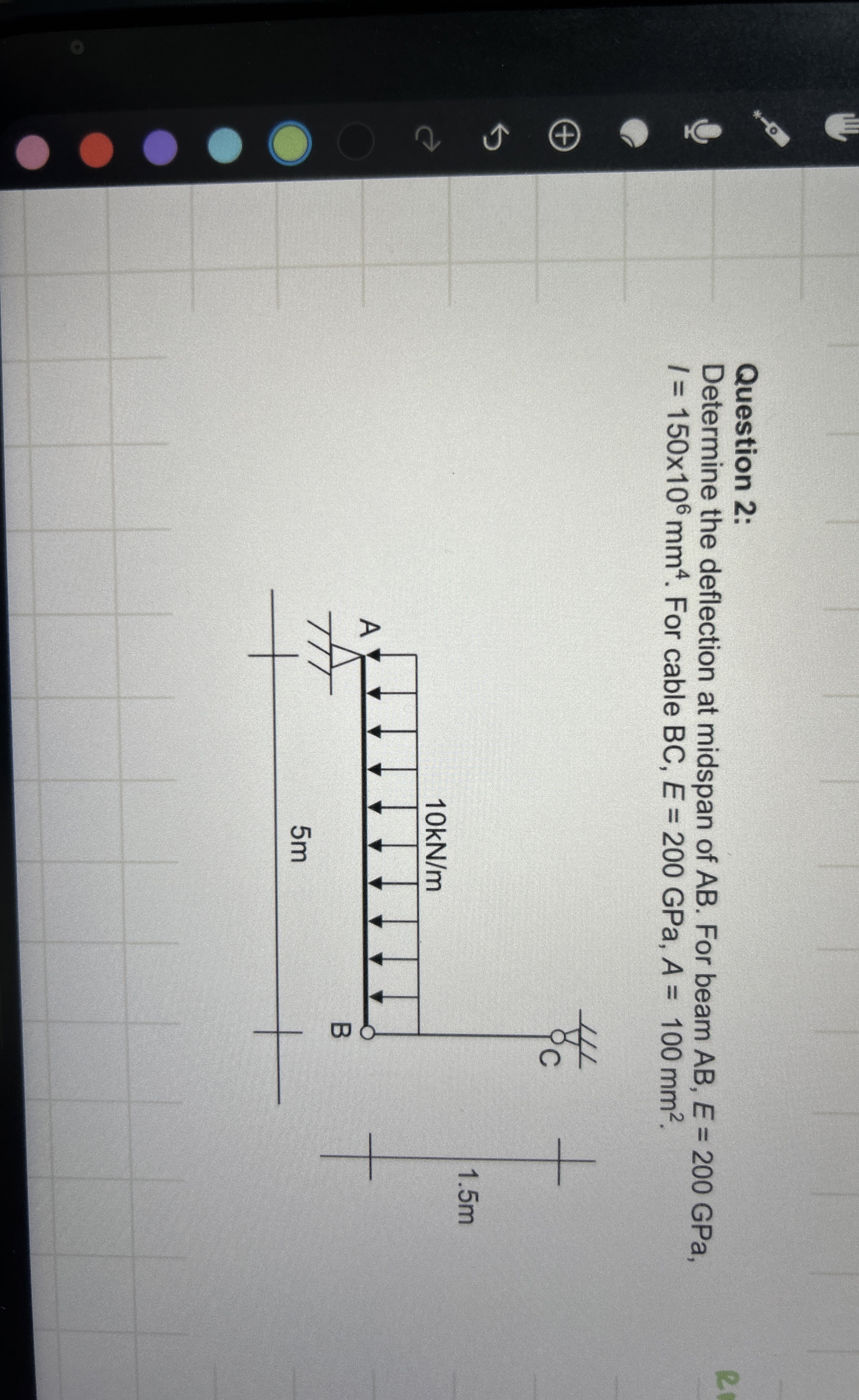 Question 2 : Determine the deflection at midspan