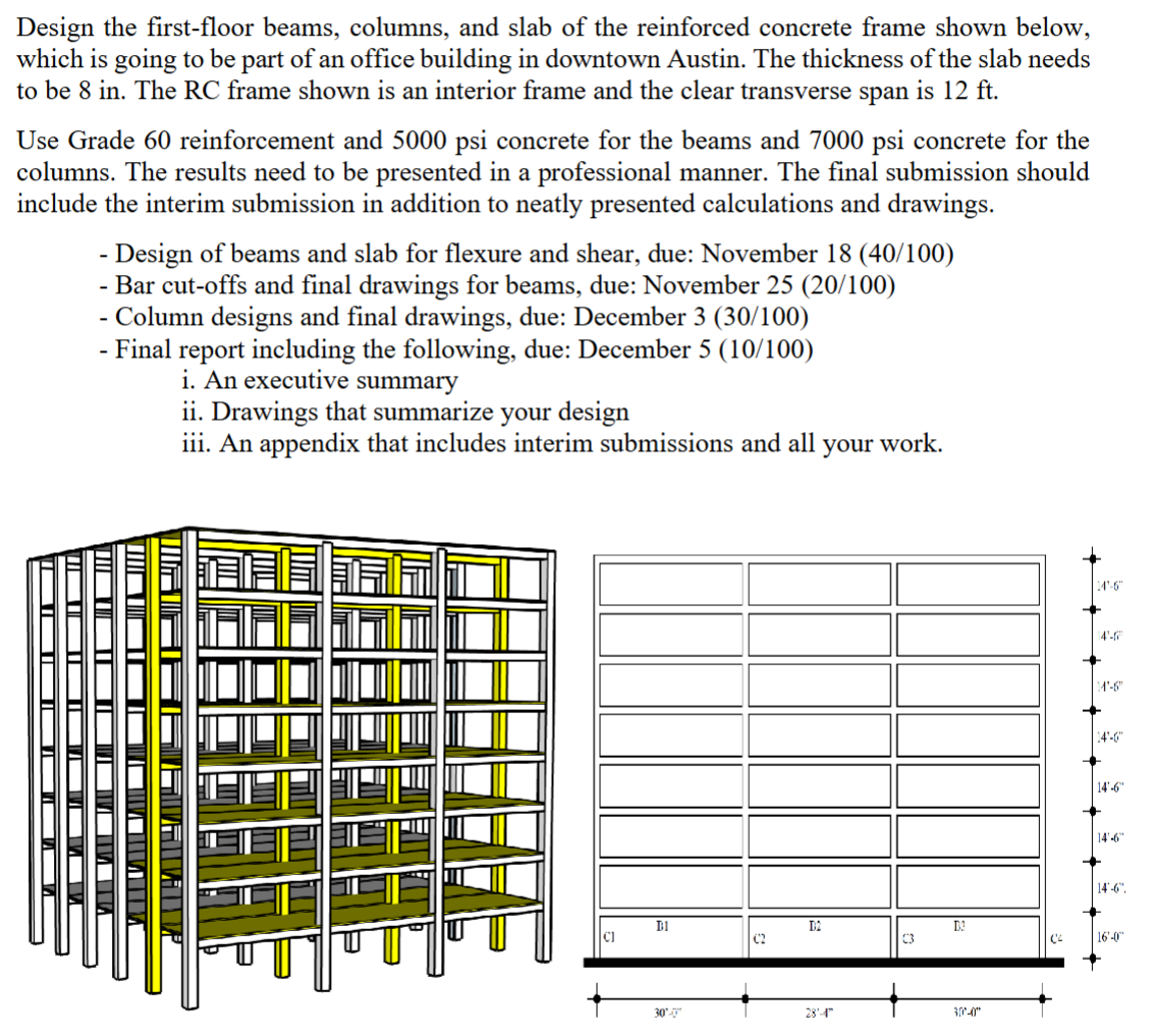 Design the first - floor beams, columns, and slab