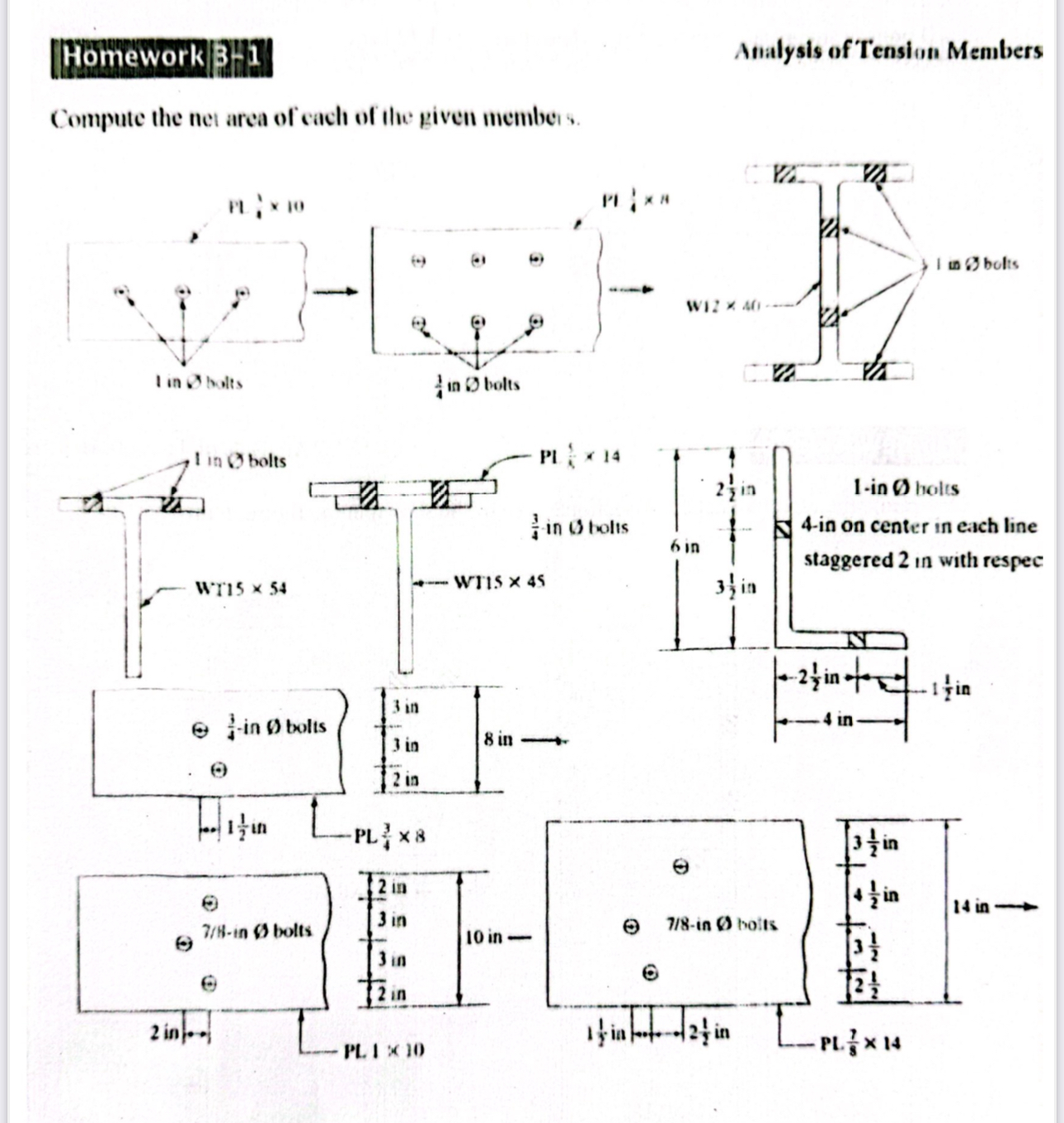 Analysis of'Tension Members Compute the net area