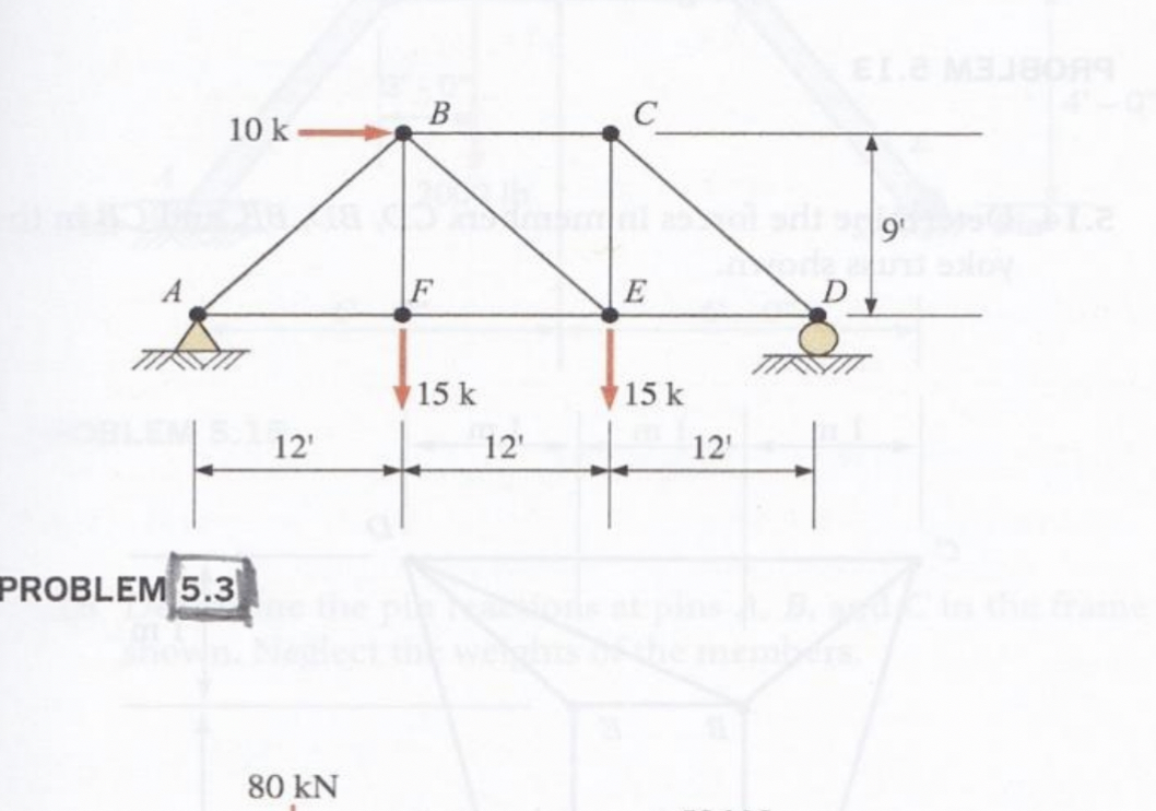 PROBLEM 5 . 2 5 . 2 and 5 . 3 A truss is a