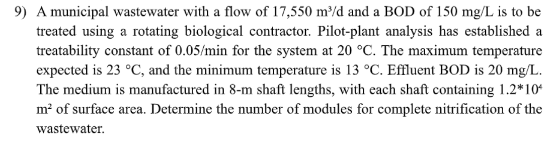 A municipal wastewater with a flow of 1 7 , 5 5 0