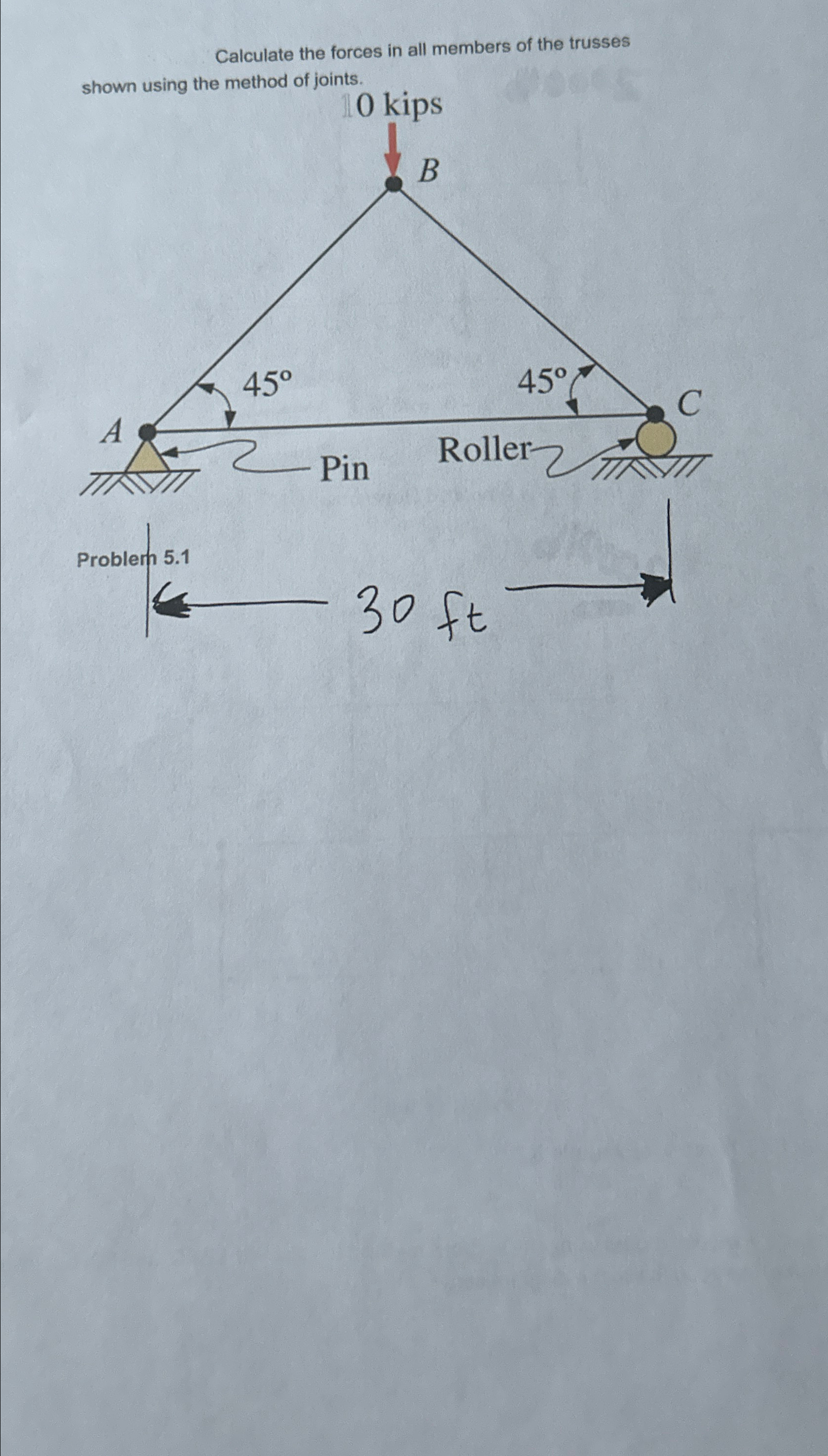 Calculate the forces in all members of the