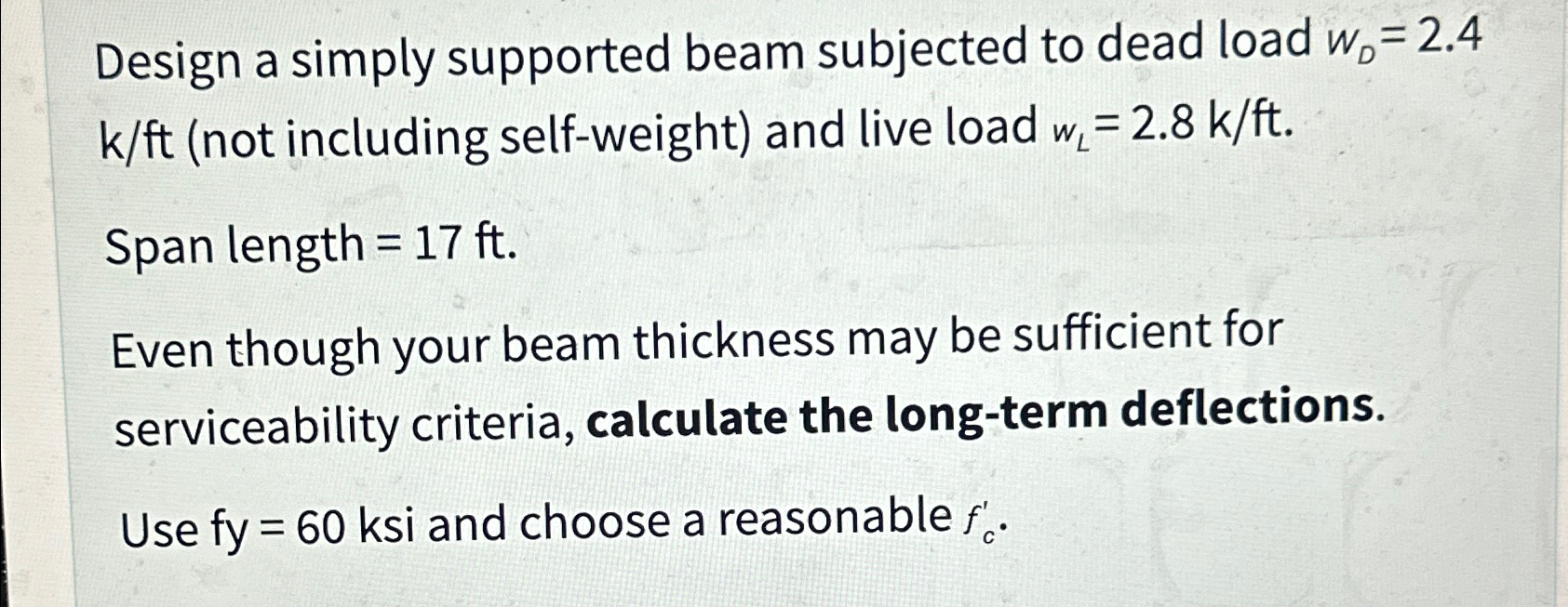 Design a simply supported beam subjected to dead