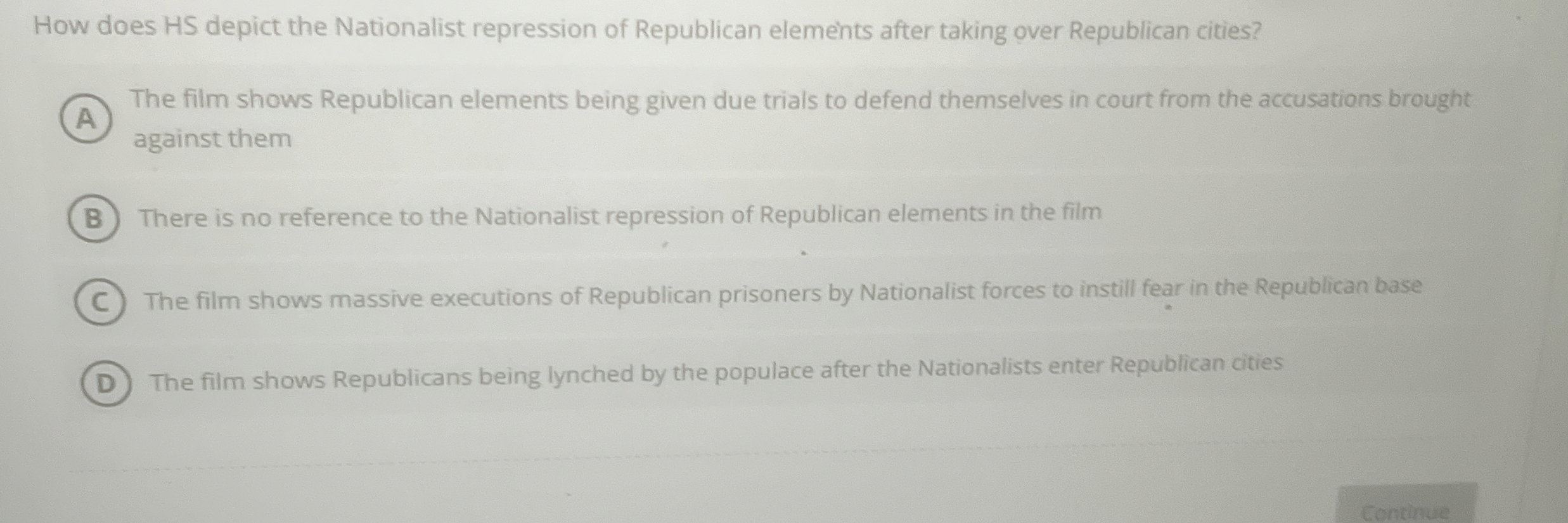 How does HS depict the Nationalist repression of