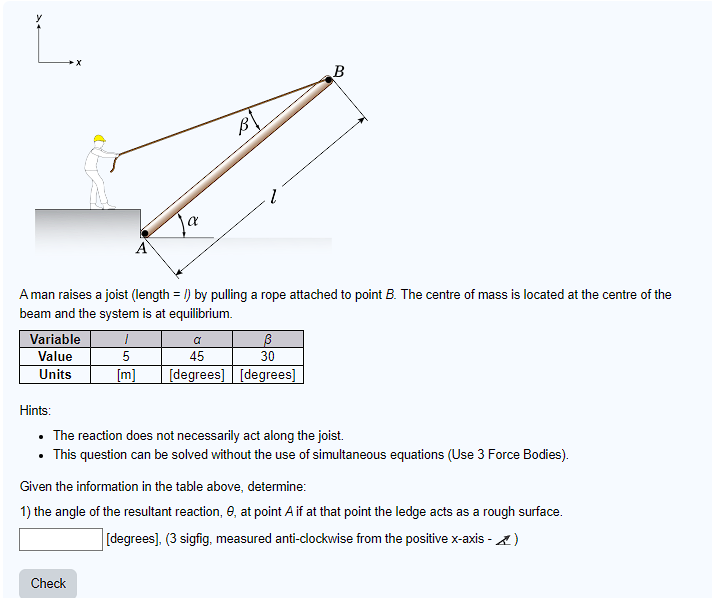 A man raises a joist ( length = l ) by pulling a
