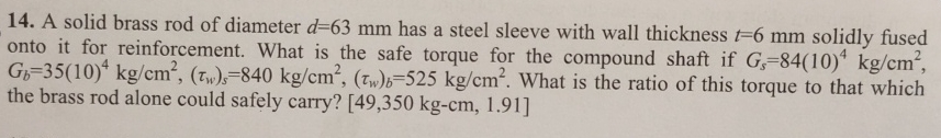 A solid brass rod of diameter d = 6 3 m m has a