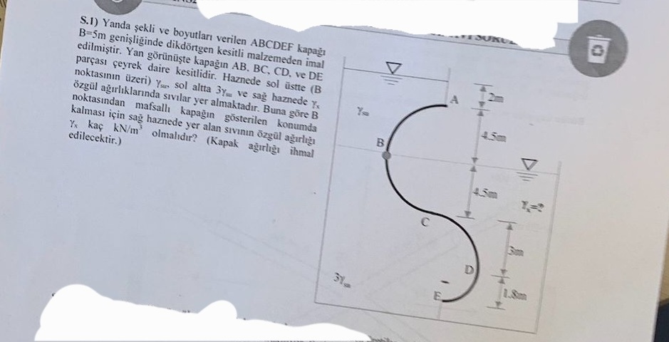 S . 1 ) Yanda sekli ve boyutlar verilen ABCDEF