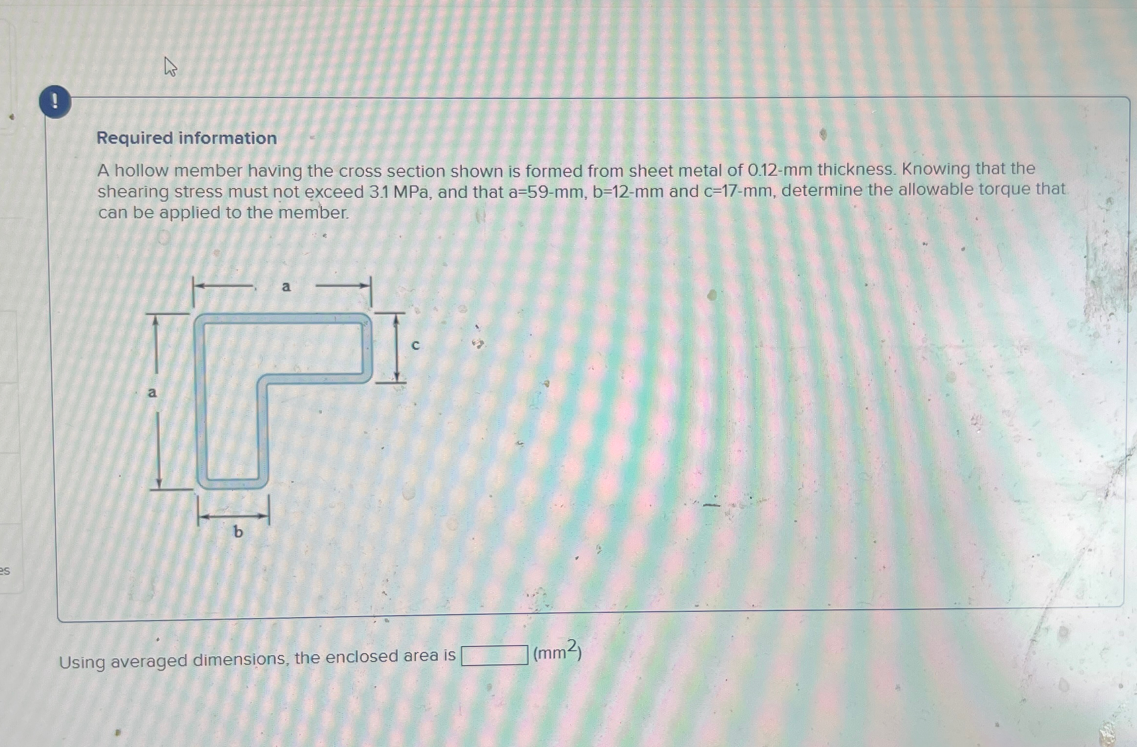 ! Required information A hollow member having the