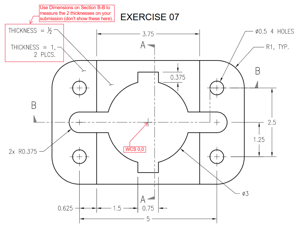 draw the section views along the line A and the