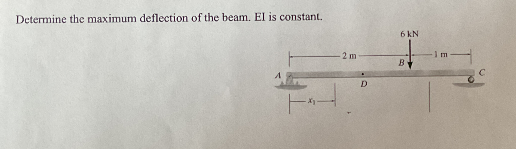 Determine the maximum deflection of the beam. EI