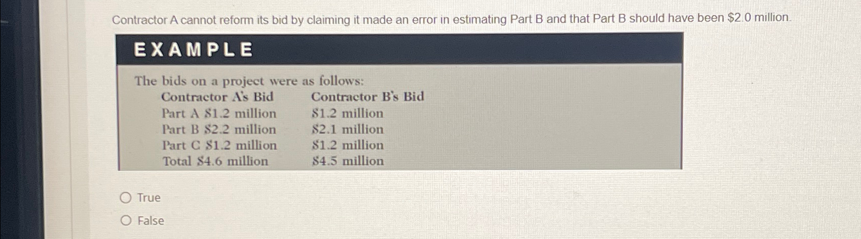 Contractor A cannot reform its bid by claiming it
