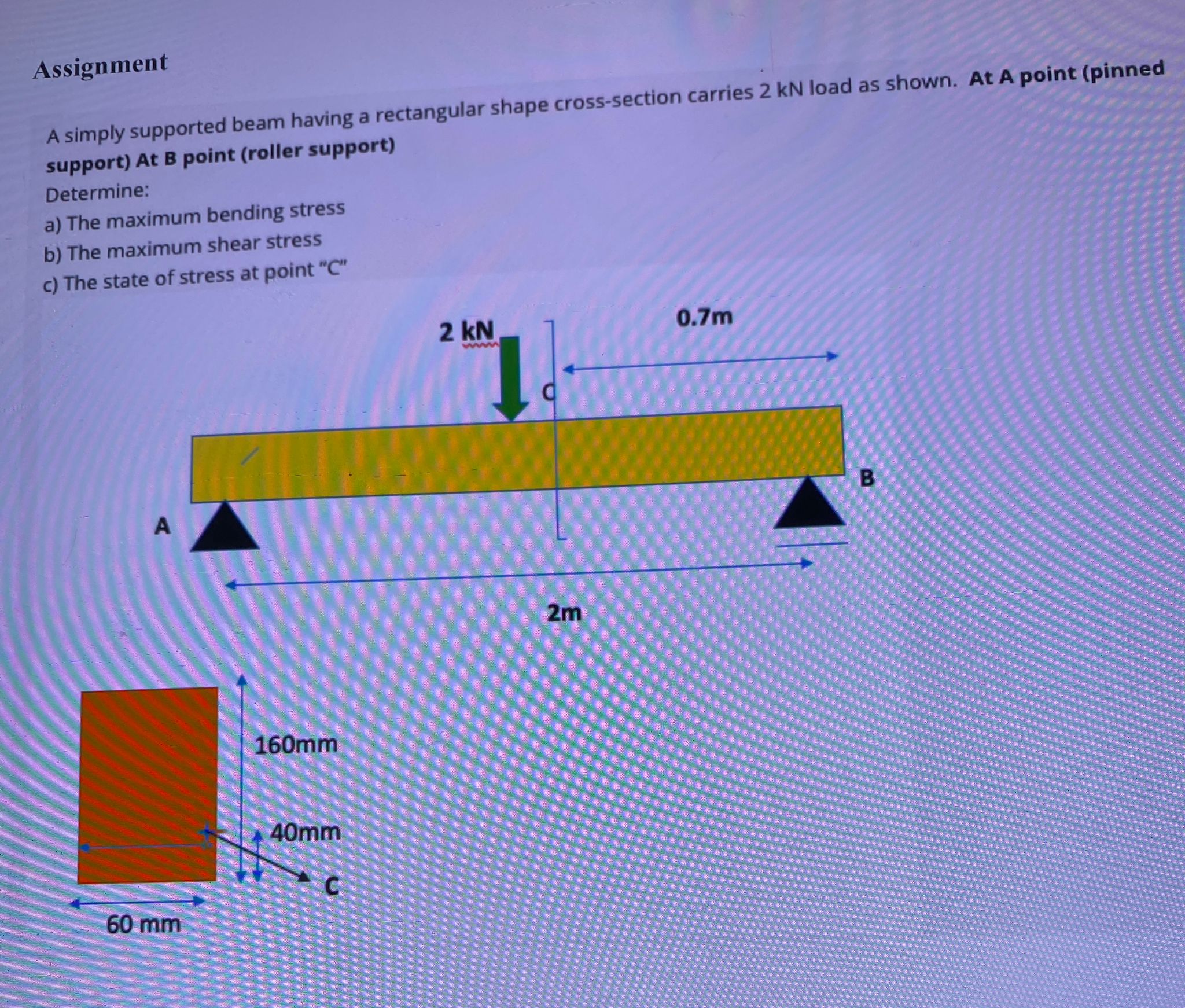 Assignment A simply supported beam having a