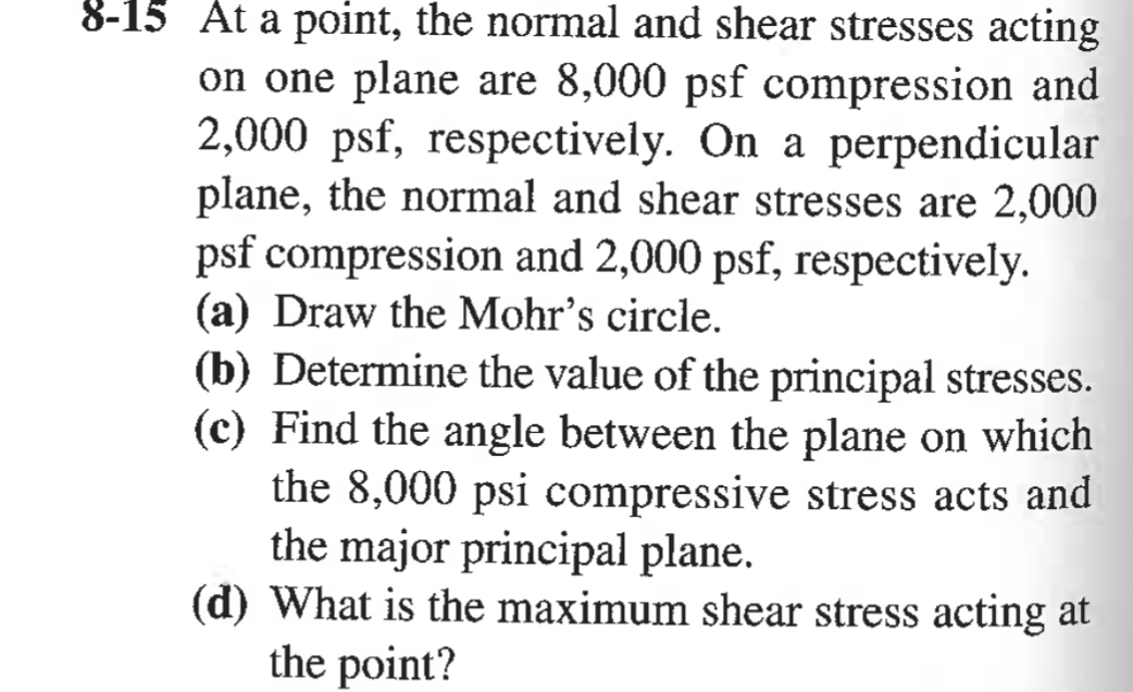 8 - 1 5 At a point, the normal and shear stresses