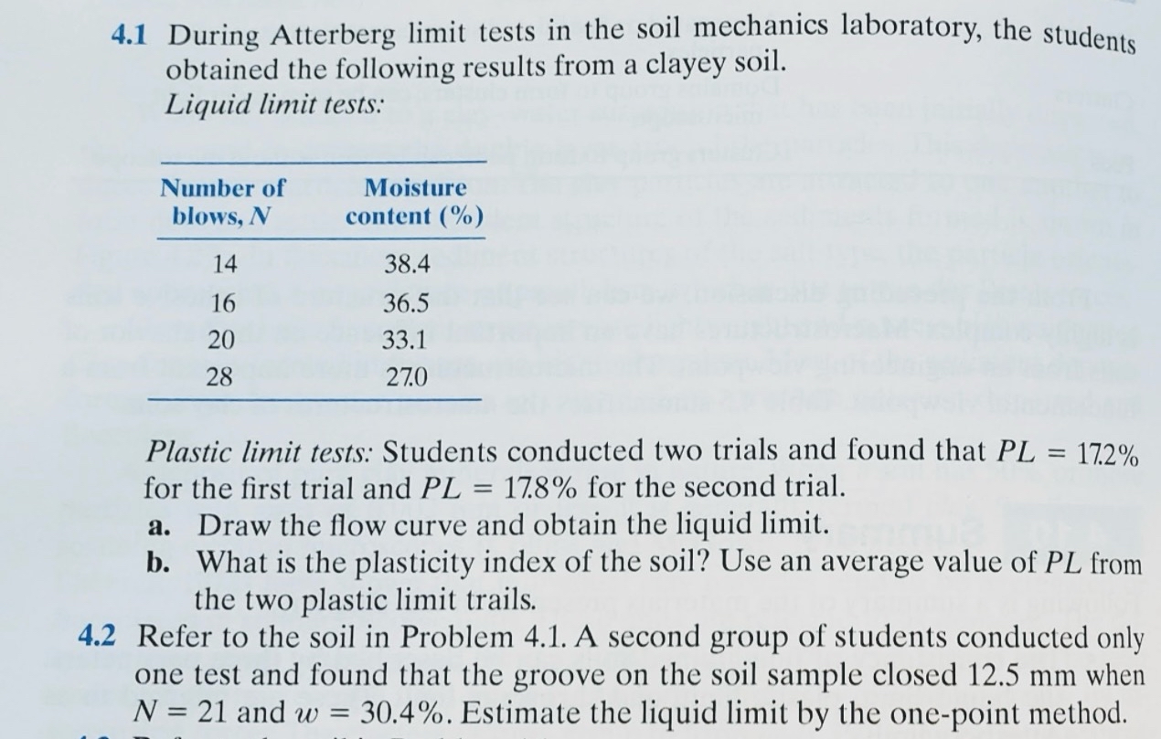 4 . 2 Refer to the soil in prolem 4 . 1 . A