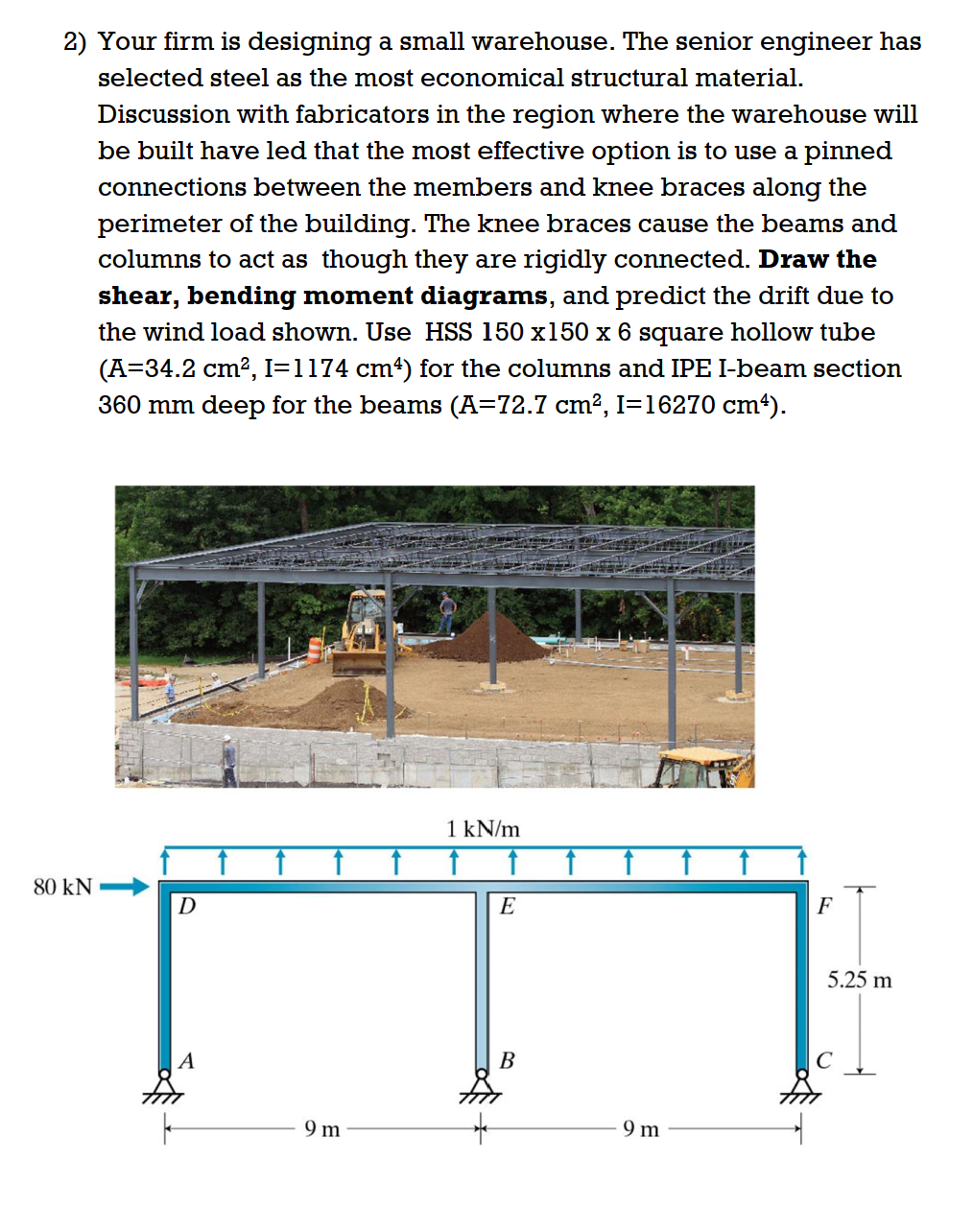 Your firm is designing a small warehouse. The