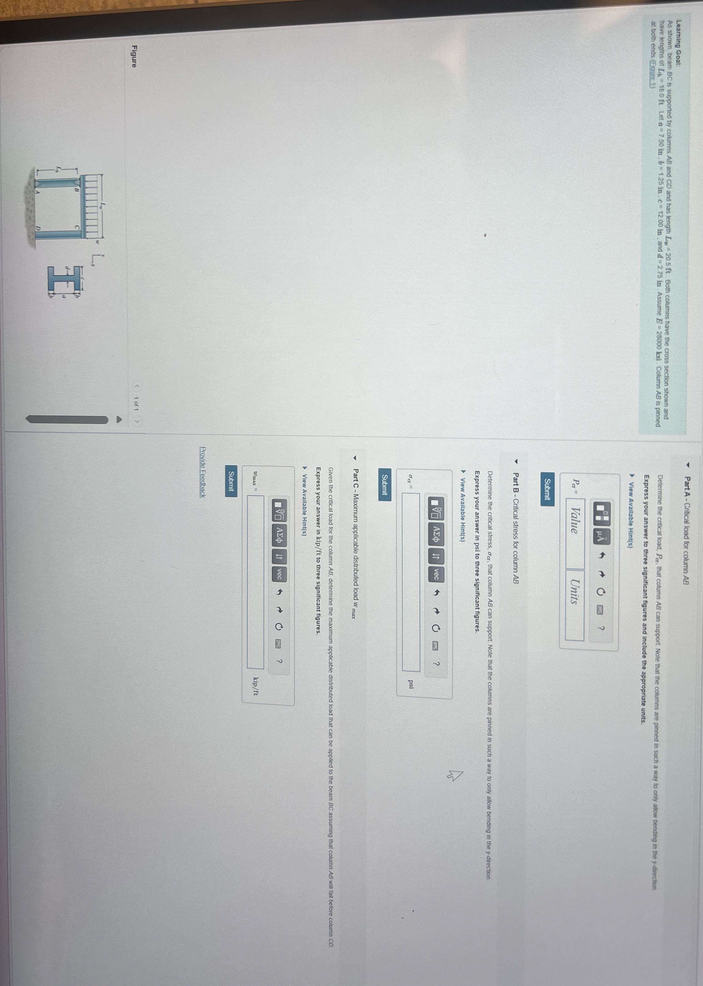 Learning Goal: As shown, beam B C is supported by