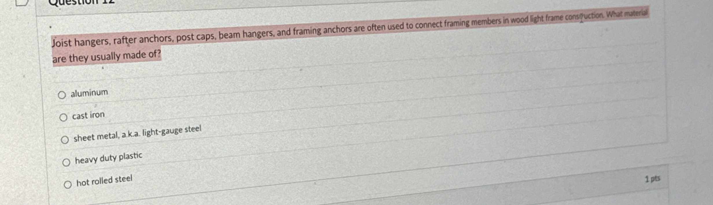 Joist hangers, rafter anchors, post caps, beam