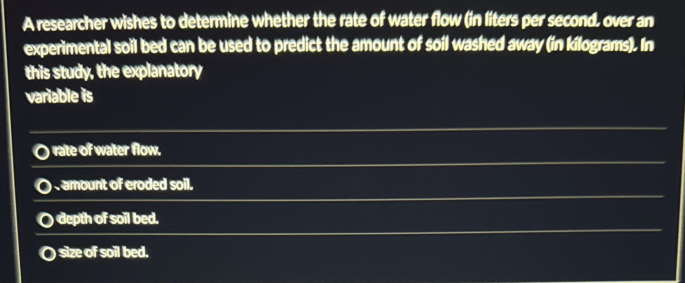A researcher wishes to determine whether the rate