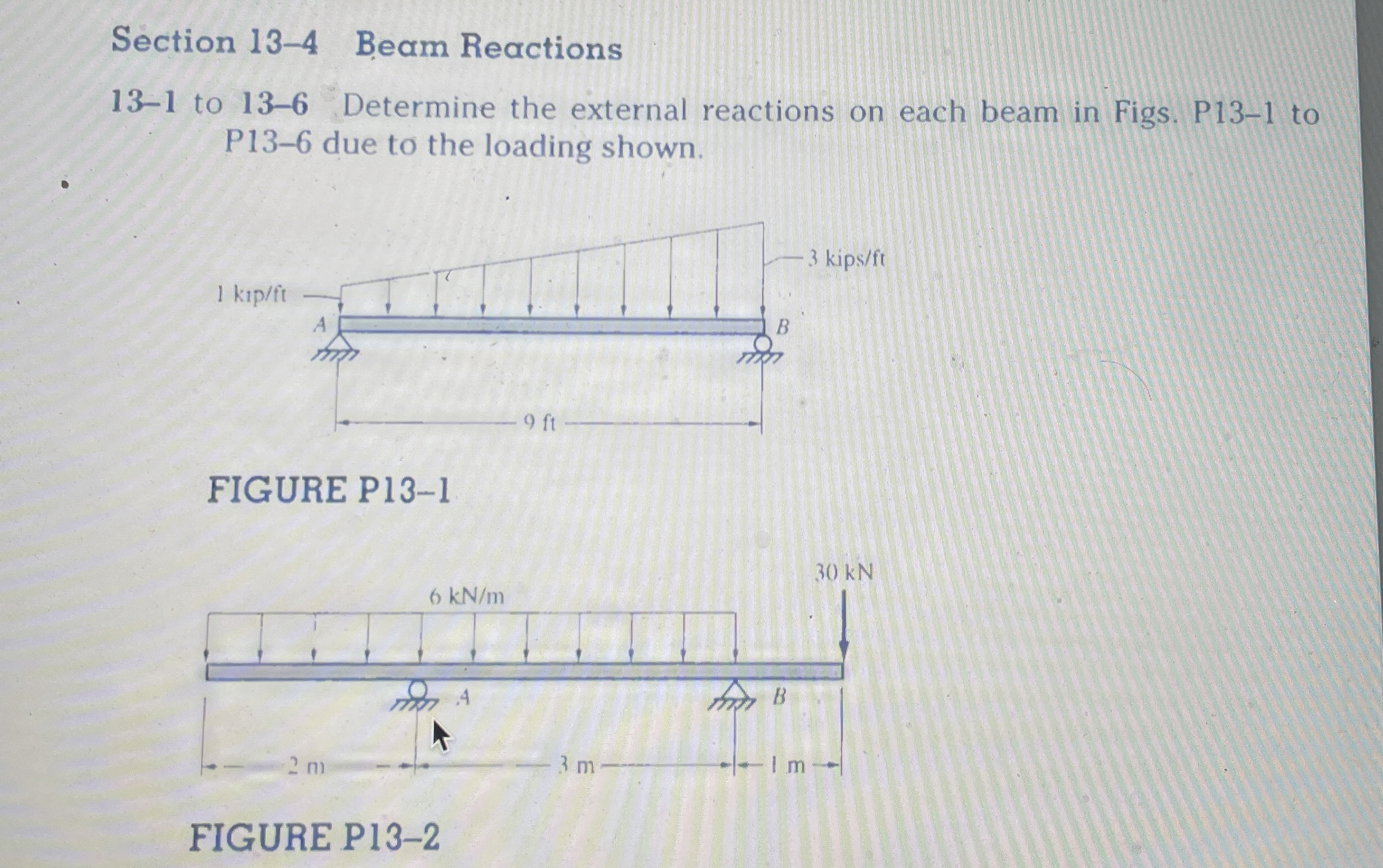 Section 1 3 - 4 Beam Reactions 1 3 - 2 t