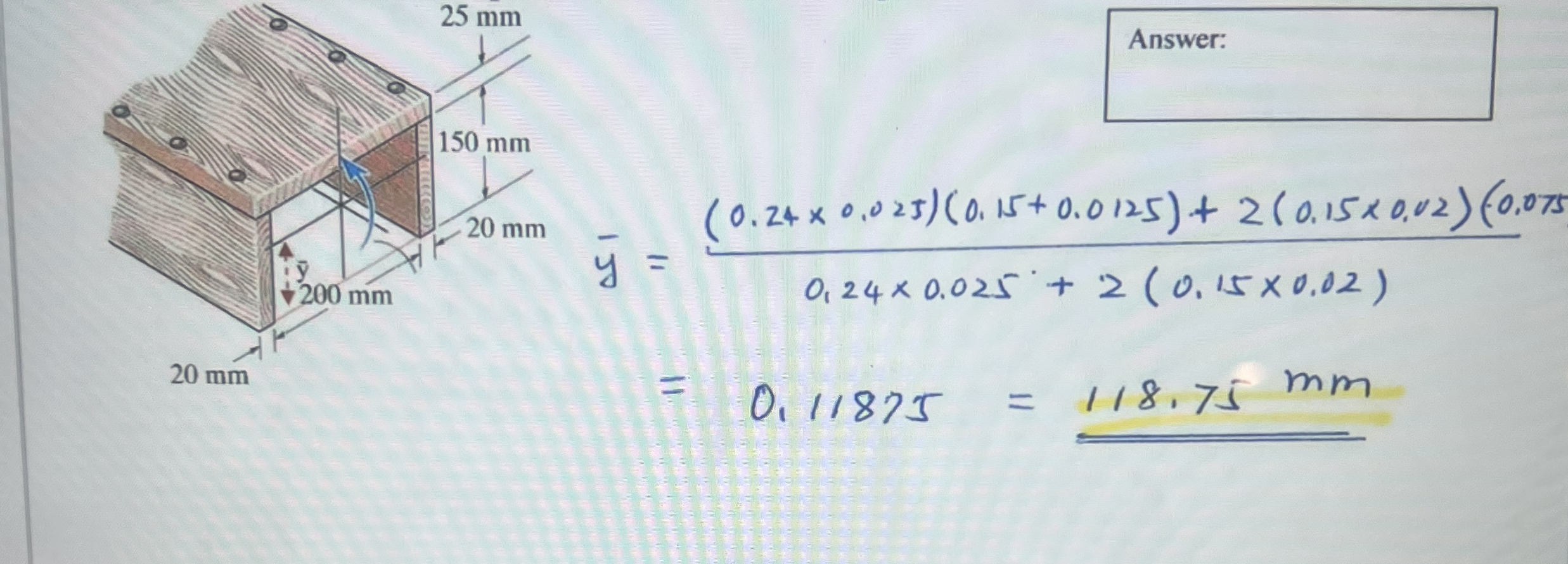 Find the moment of inertia with the given