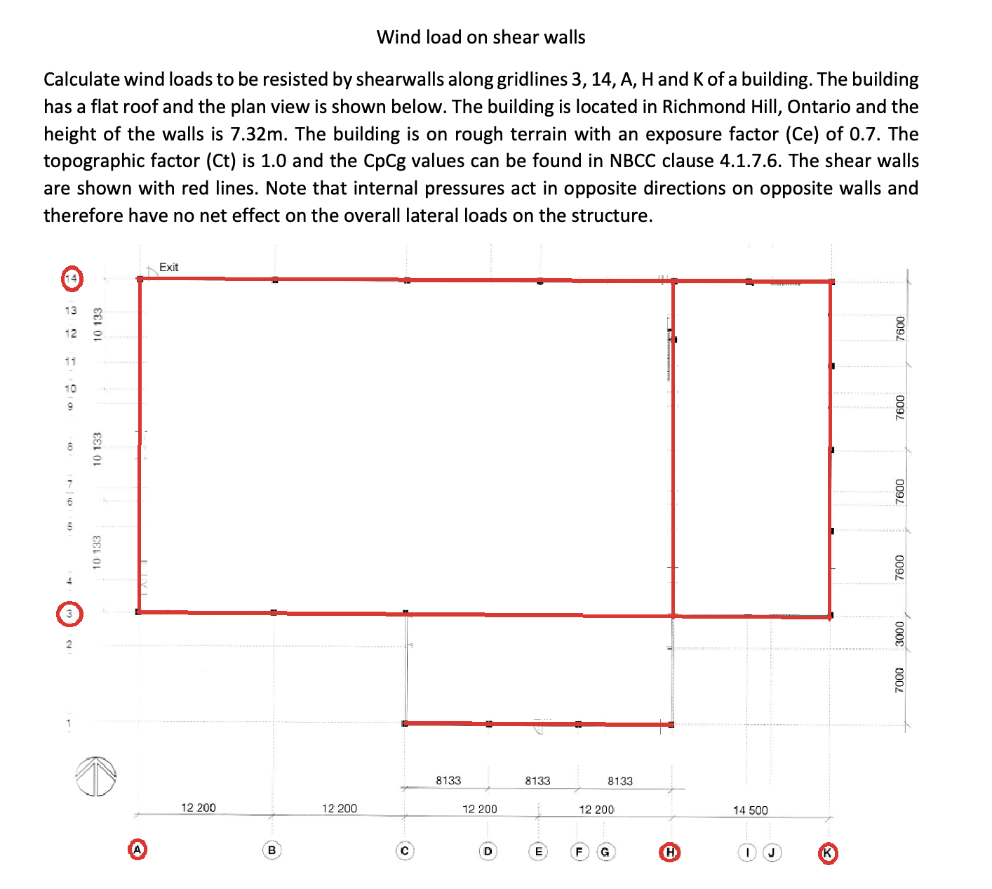 Wind load on shear walls Calculate wind loads to