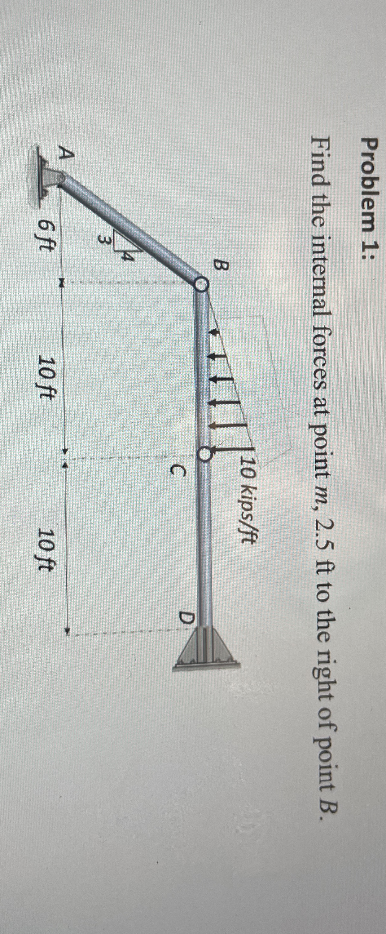 Problem 1 : Find the internal forces at point m ,
