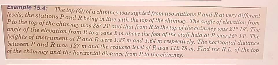 Example 1 5 . 4 : The top ( Q ) of a chimney was
